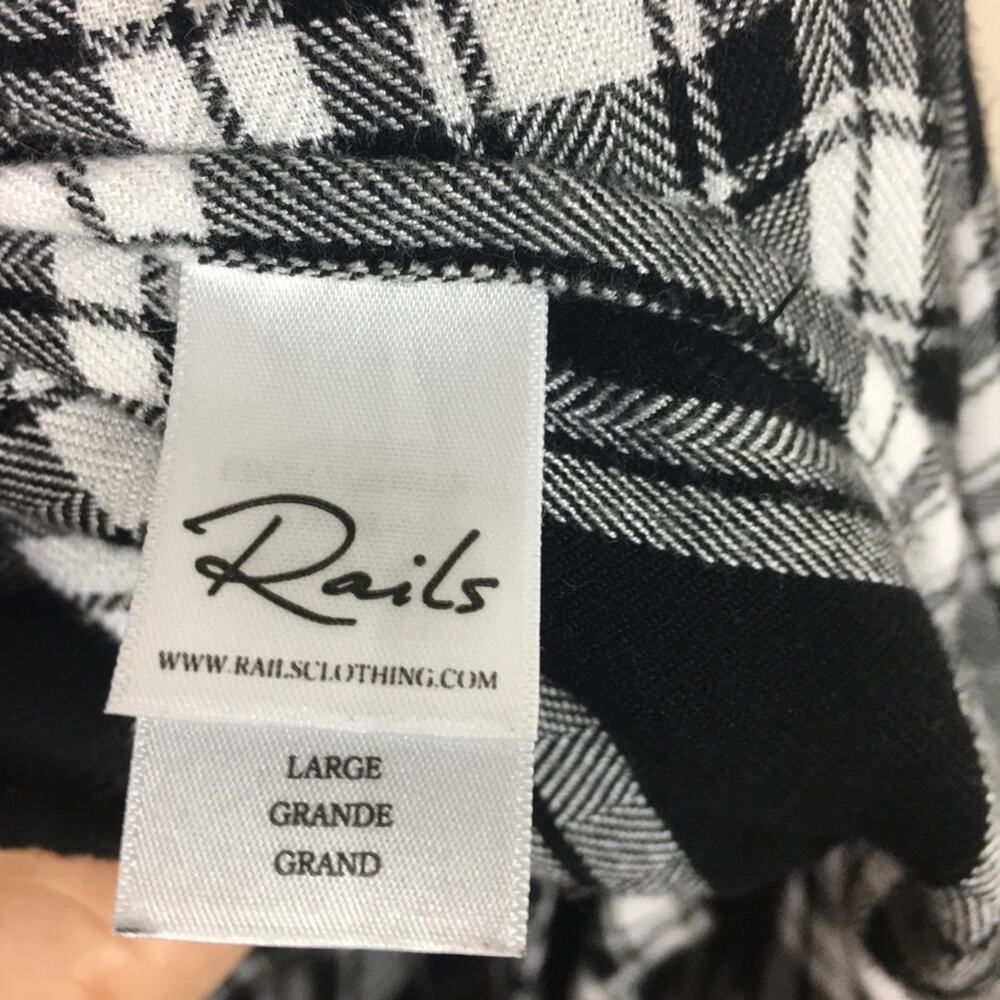Rails Black White Plaid Soft Flannel Split Sides … - image 6